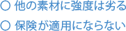 他の素材に強度は劣る 保険が適用にならない